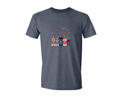 brand:Generic|color:Heather Navy|Patriotic 4Th Of July Dog Graphic T-Shirt