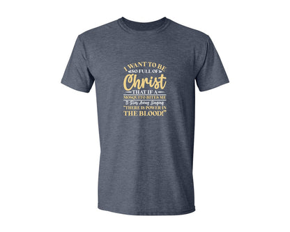 brand:Generic|color:Heather Navy|Full Of Christ Mosquito Clip Art Graphic T-Shirt