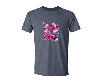 brand:Generic|color:Heather Navy|Cheerleading Bow Pom Poms Graphic T-Shirt
