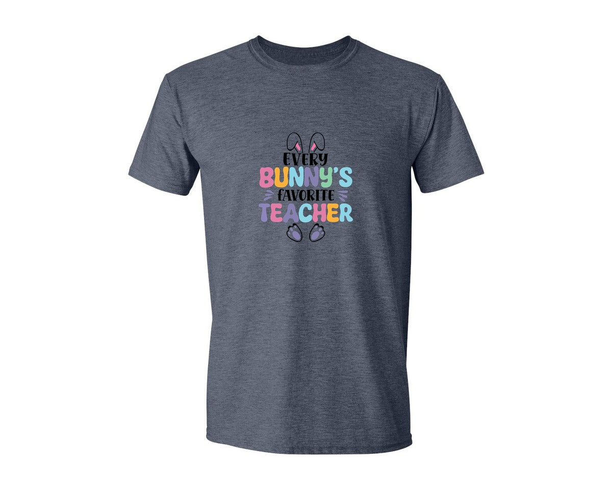 brand:Generic|color:Heather Navy|Every Bunnys Favorite Teacher Easter 9 Graphic T-Shirt