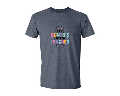 brand:Generic|color:Heather Navy|Every Bunnys Favorite Teacher Easter 9 Graphic T-Shirt