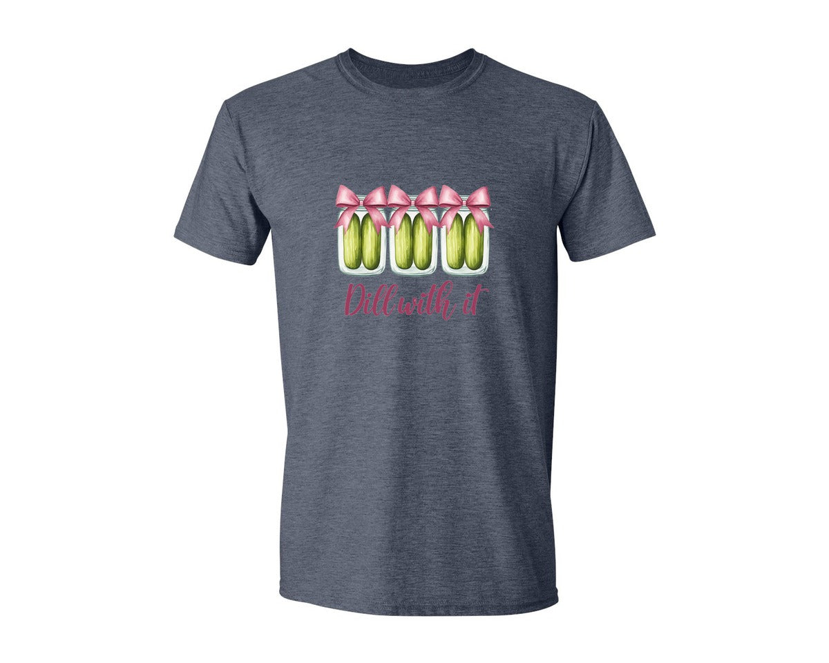 brand:Generic|color:Heather Navy|Coquette Dill With It Funny Pickle Graphic T-Shirt