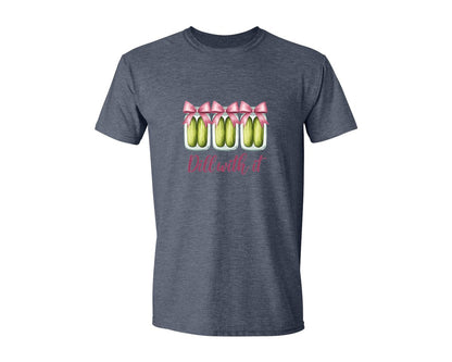 brand:Generic|color:Heather Navy|Coquette Dill With It Funny Pickle Graphic T-Shirt