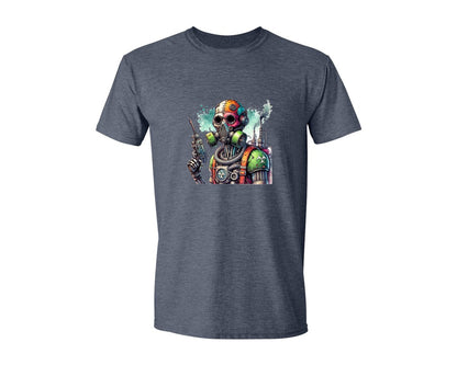 brand:Generic|color:Heather Navy|Robot Sublimationsticker Graphic T-Shirt