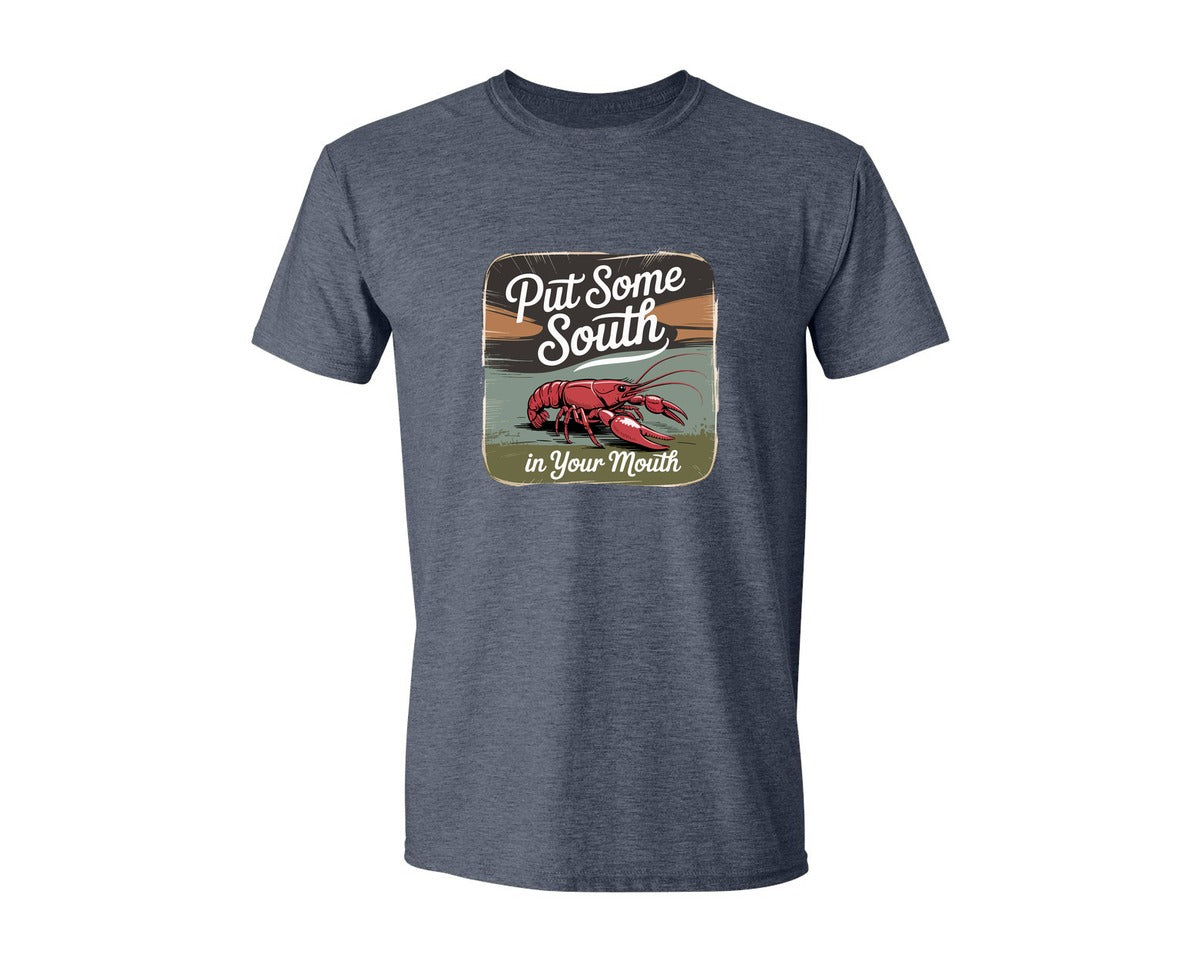 brand:Generic|color:Heather Navy|Crawfish Quote Southern Retro Art Graphic T-Shirt