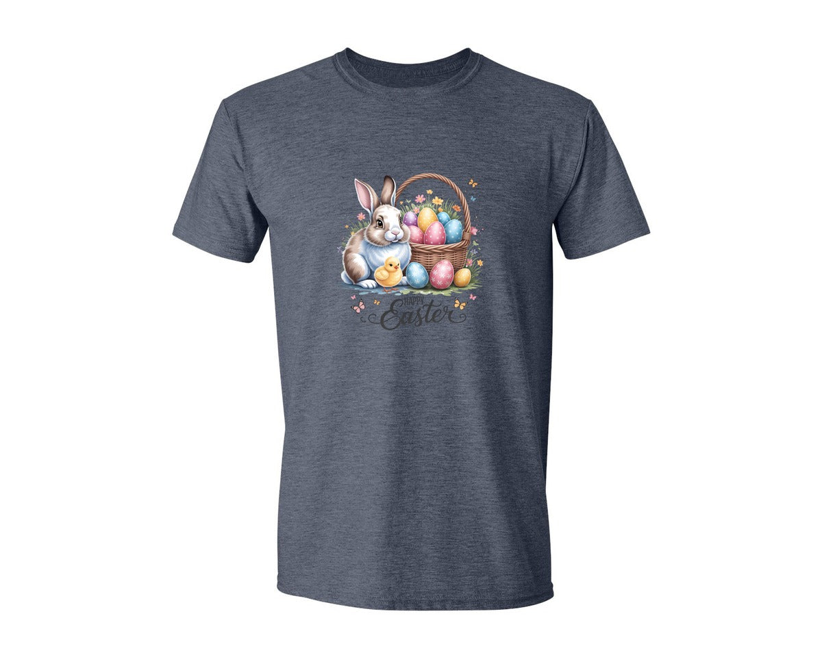 brand:Generic|color:Heather Navy|Happy Easter Bunny Eggs 5 Graphic T-Shirt
