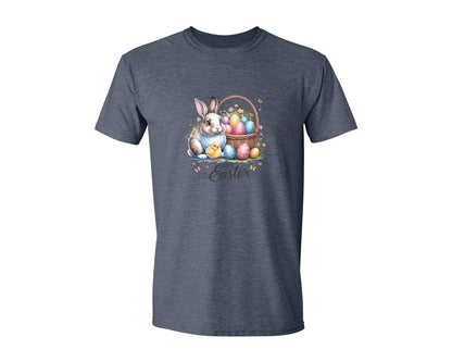 brand:Generic|color:Heather Navy|Happy Easter Bunny Eggs 5 Graphic T-Shirt