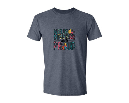 brand:Generic|color:Heather Navy|Neuro Diverse And Proud Autism Shirt Graphic T-Shirt