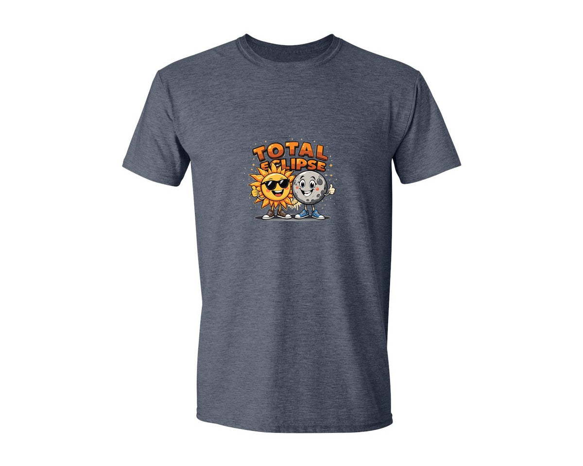 brand:Generic|color:Heather Navy|Eclipse Cartoon T Shirt Design Graphic T-Shirt