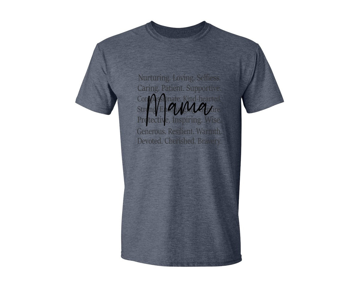 brand:Generic|color:Heather Navy|Mama Words Mothers Day Graphic T-Shirt