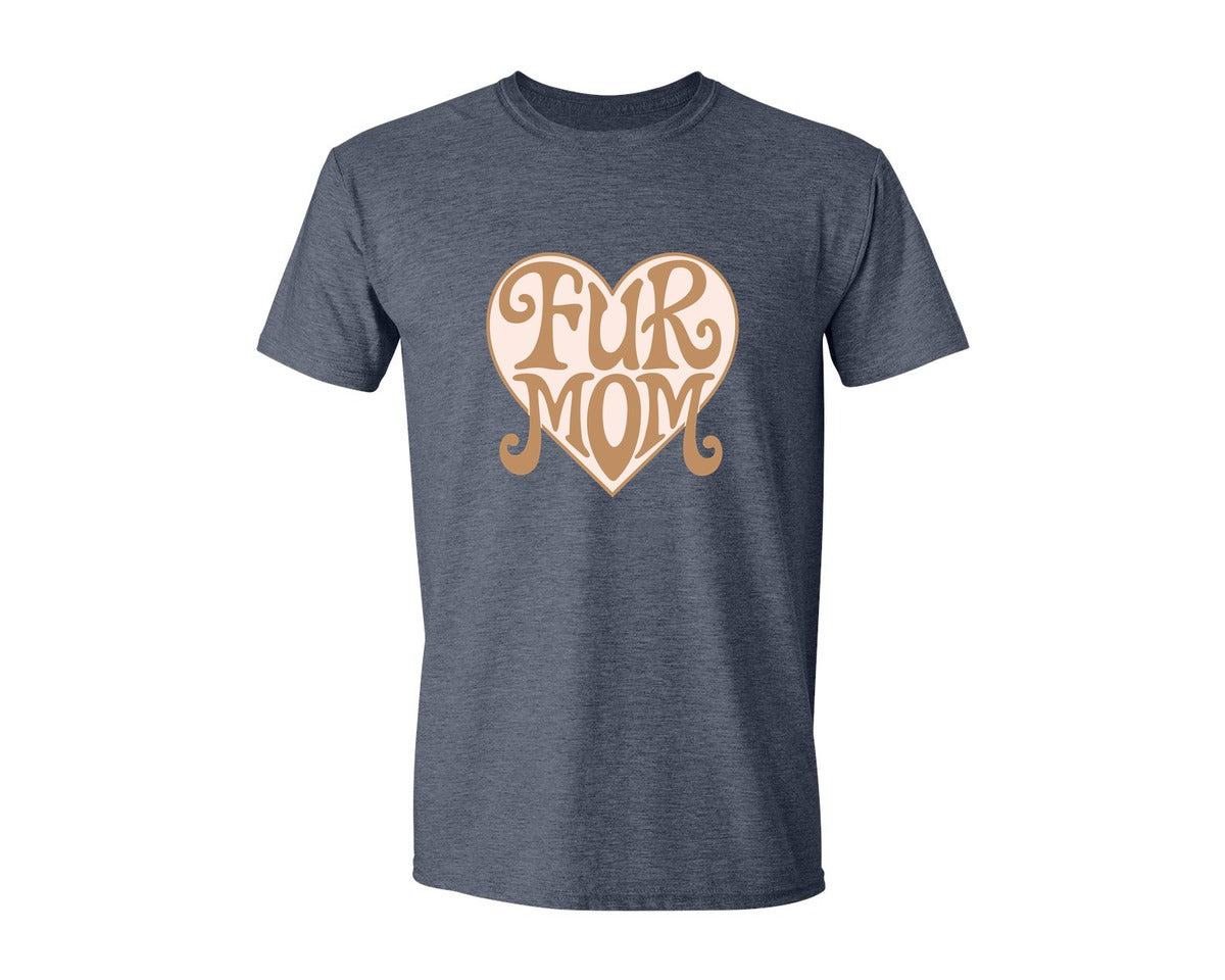 brand:Generic|color:Heather Navy|Fur Mom Cute Crazy Cat Lady Quote Graphic T-Shirt