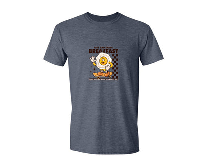 brand:Generic|color:Heather Navy|Retro Fried Egg Cartoon Character Graphic T-Shirt