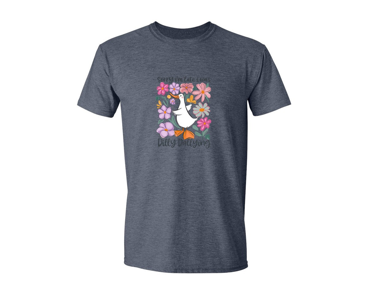 brand:Generic|color:Heather Navy|Dilly Dallying Duck Funny 2 Graphic T-Shirt