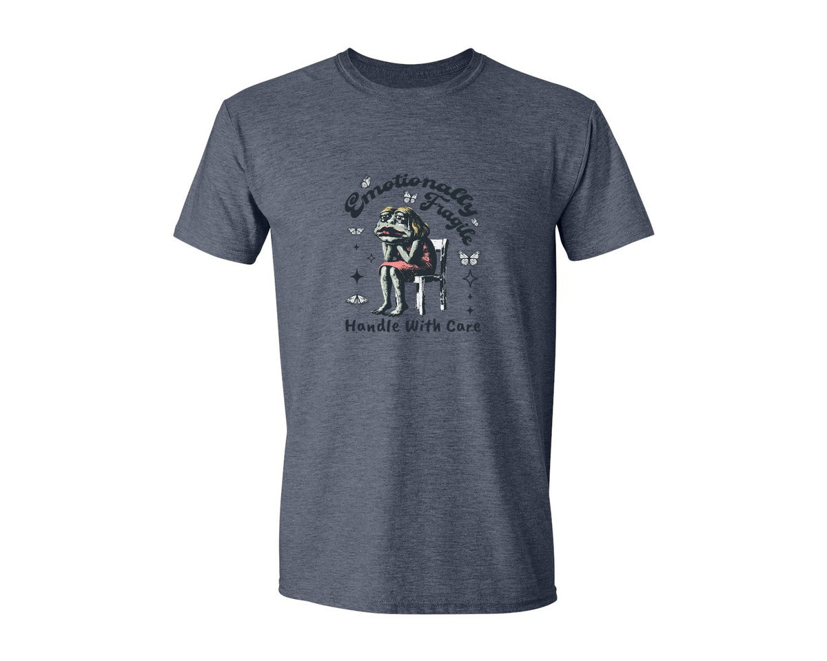 brand:Generic|color:Heather Navy|Frog Woman With Tears Emotionally Shirt Graphic T-Shirt