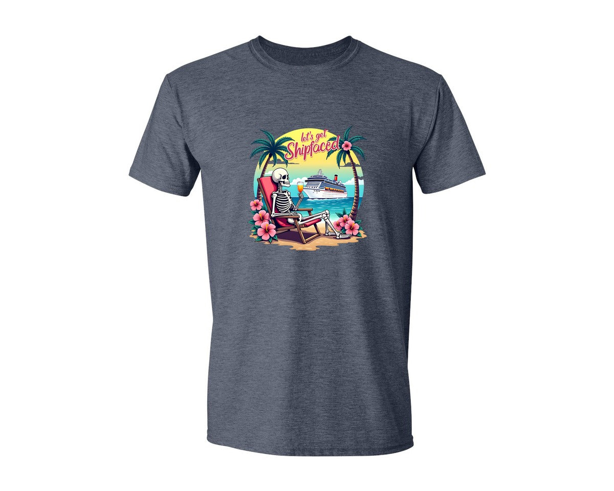 brand:Generic|color:Heather Navy|Cruise Lets Get Shipfaced Graphic T-Shirt