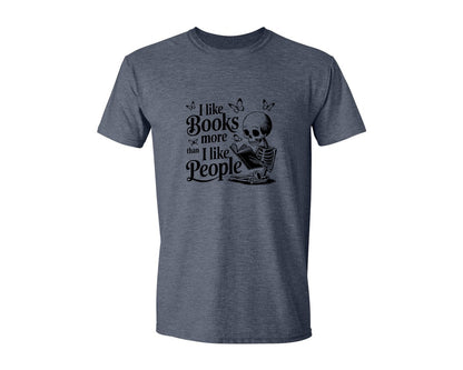 brand:Generic|color:Heather Navy|I Like Books More Than I Like People 3 Graphic T-Shirt
