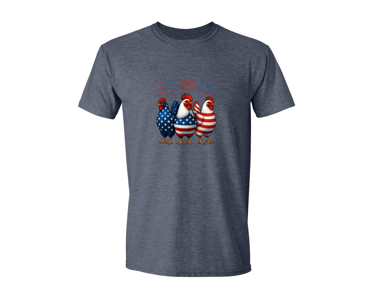 brand:Generic|color:Heather Navy|Patriotic Usa Chicken Funny American Graphic T-Shirt