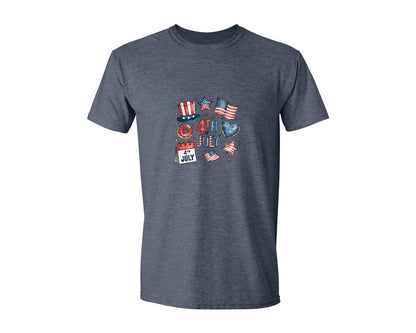 brand:Generic|color:Heather Navy|4Th Of July Patriotic American Flag Graphic T-Shirt