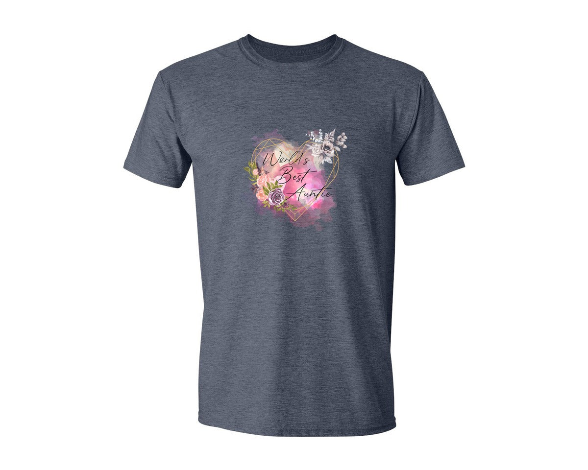 brand:Generic|color:Heather Navy|Worlds Best Auntie Heart Graphic T-Shirt