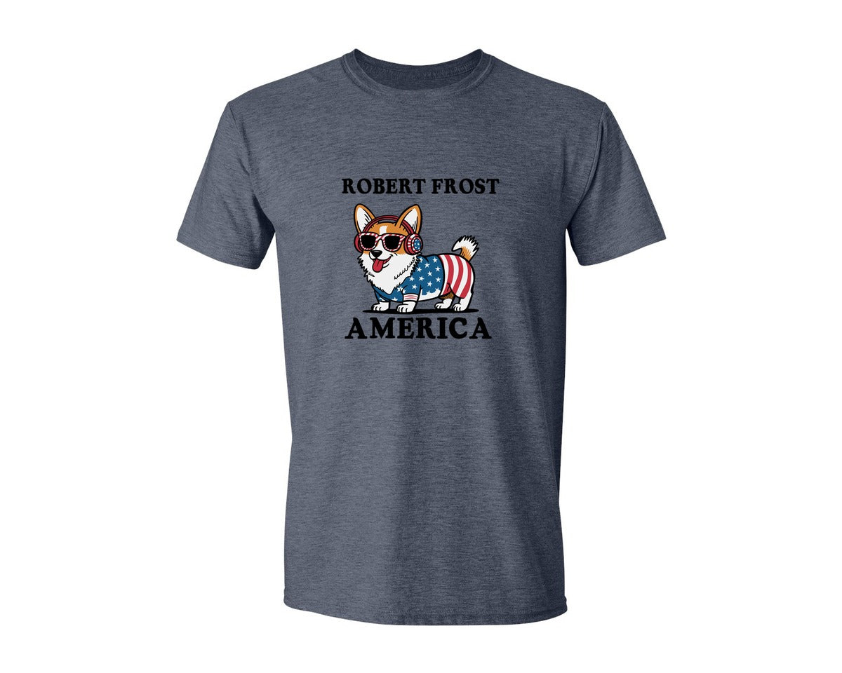 brand:Generic|color:Heather Navy|Corgi Dog 4Th Of July Graphic T-Shirt