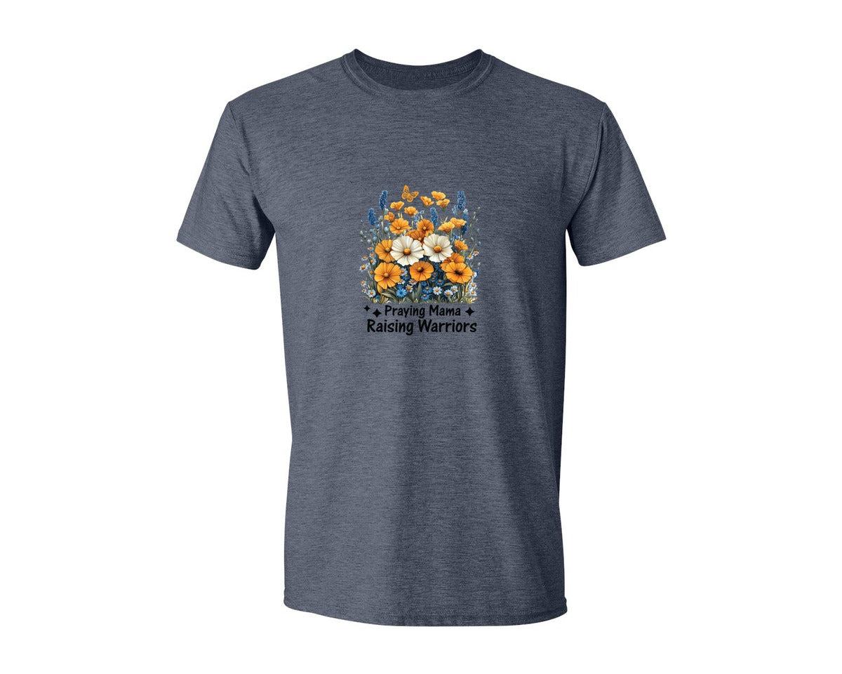 brand:Generic|color:Heather Navy|Praying Mama Boho Floral Mama 2 Graphic T-Shirt