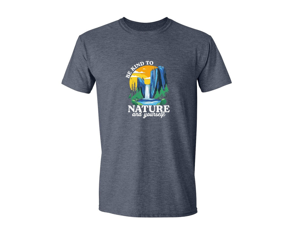 brand:Generic|color:Heather Navy|Be Kind To Nature And Yourself Graphic T-Shirt