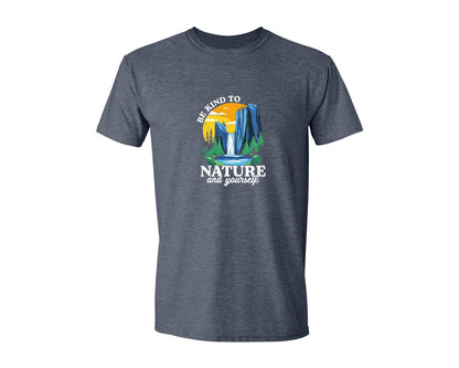 brand:Generic|color:Heather Navy|Be Kind To Nature And Yourself Graphic T-Shirt