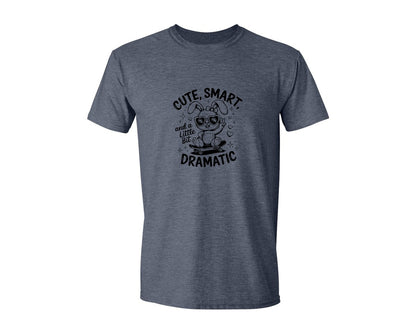 brand:Generic|color:Heather Navy|Cute Smart And A Little Bit Dramatic T Graphic T-Shirt