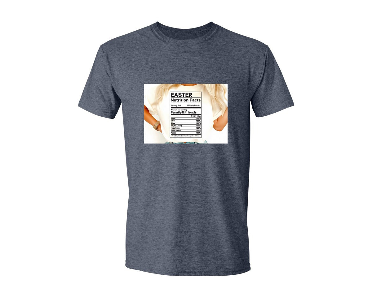 brand:Generic|color:Heather Navy|Easter Nutrition Facts Easter 2 Graphic T-Shirt