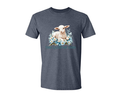 brand:Generic|color:Heather Navy|Easter Lamb Of God Christian Graphic T-Shirt