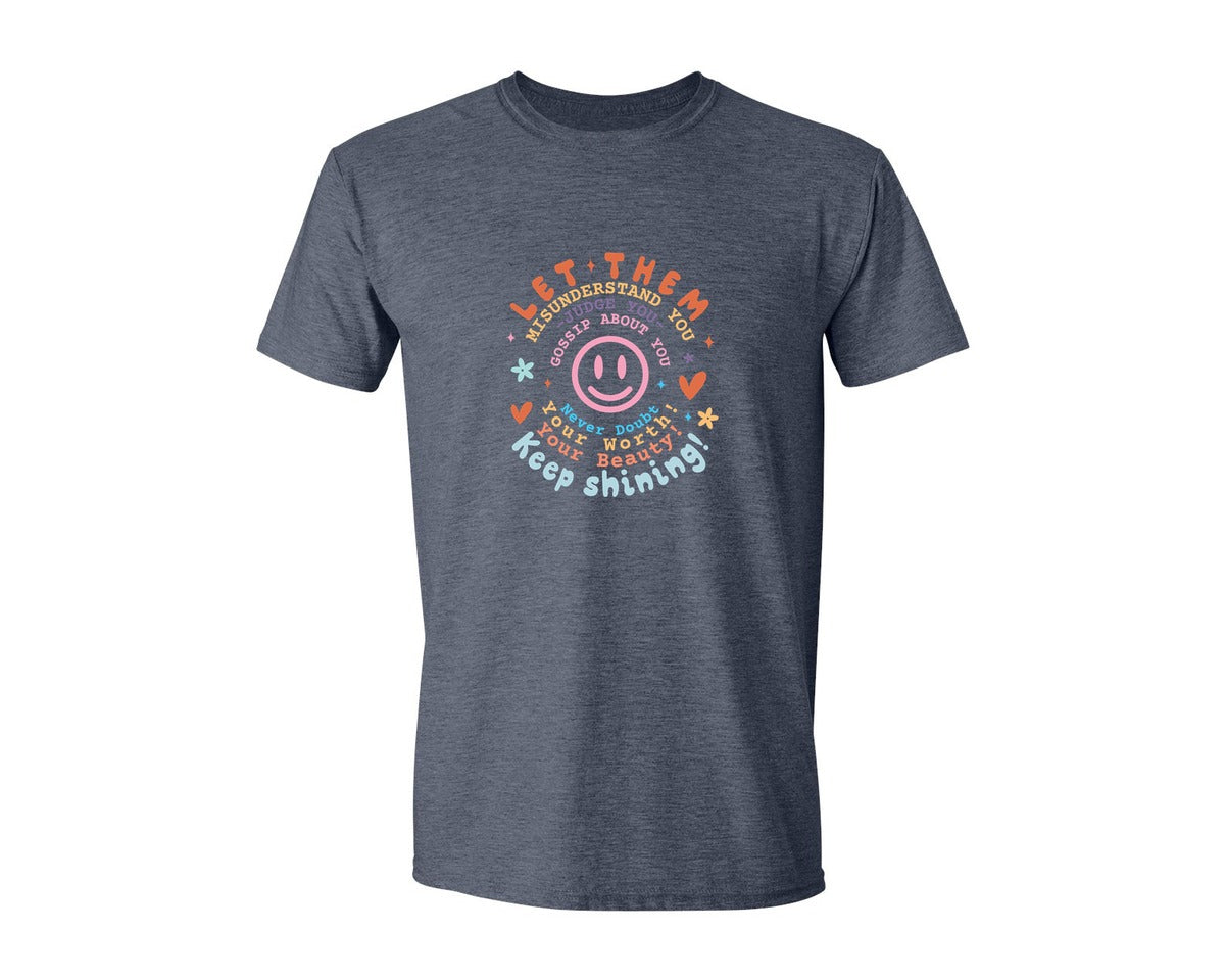 brand:Generic|color:Heather Navy|Let Them Keep Shining Inspirat Graphic T-Shirt