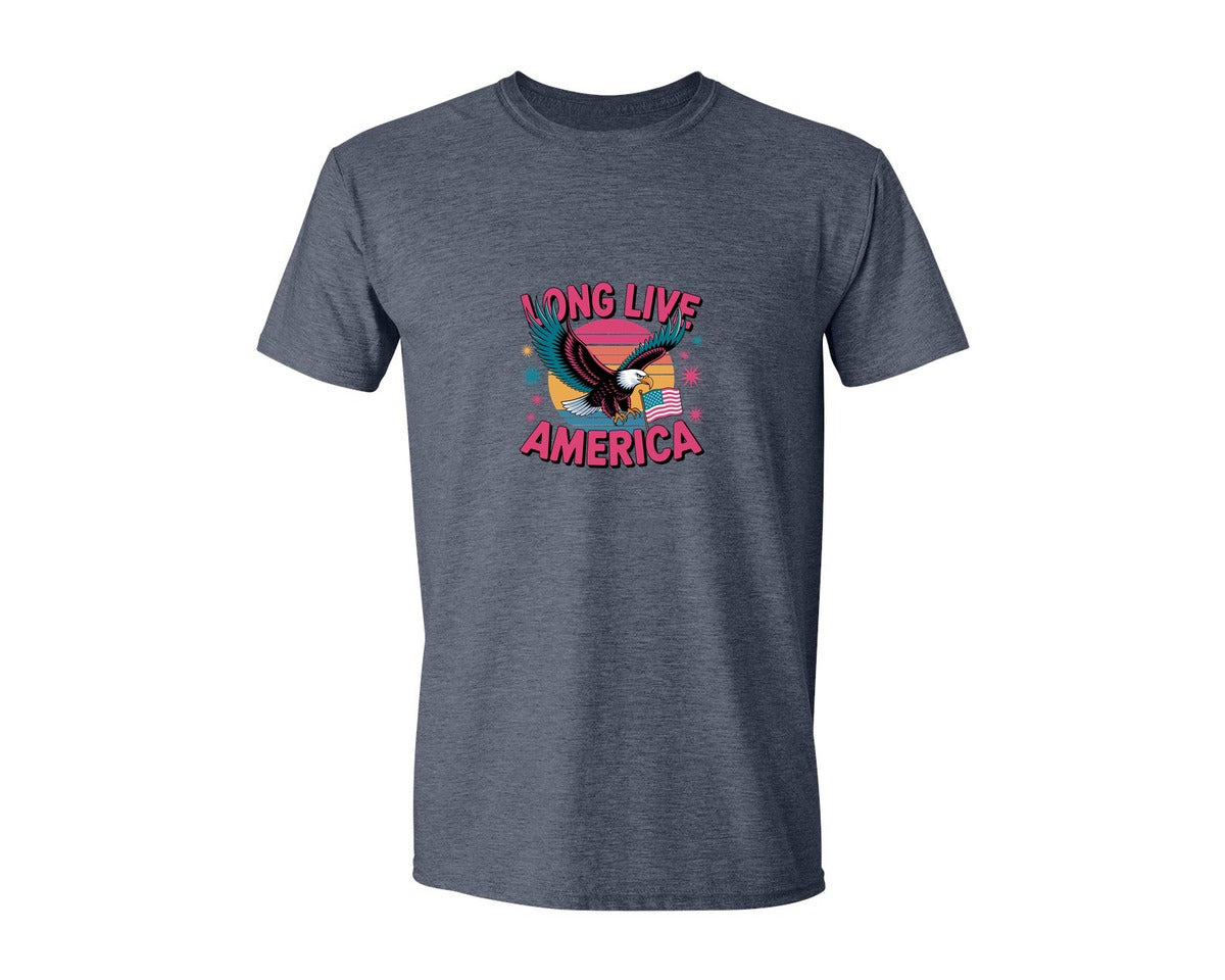 brand:Generic|color:Heather Navy|Long Live America Graphic T-Shirt