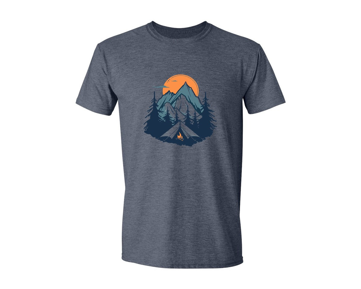 brand:Generic|color:Heather Navy|Sunset Camping Adventure T Shirt Design 8 Graphic T-Shirt