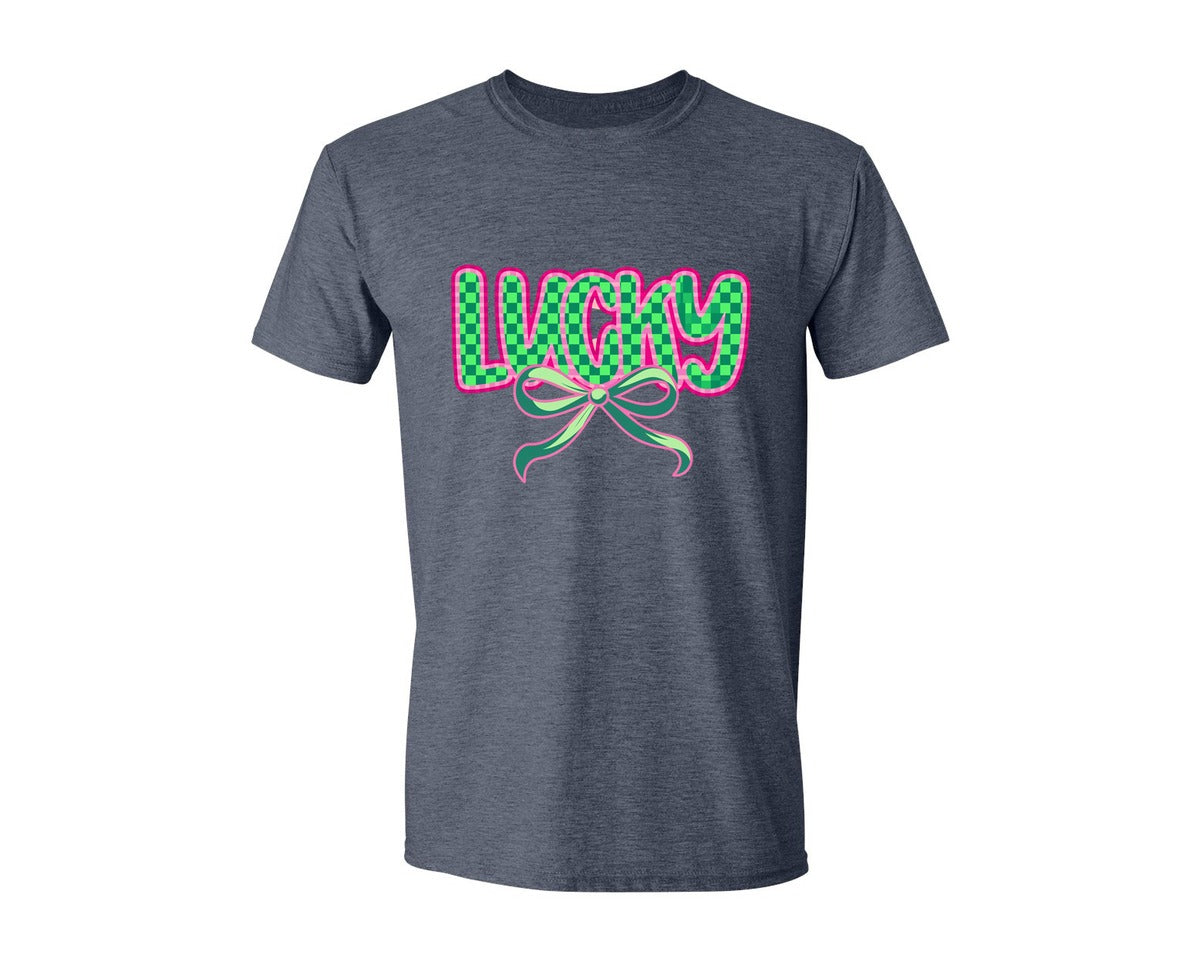 brand:Generic|color:Heather Navy|Lucky St Patricks Day Aesthetic Graphic T-Shirt