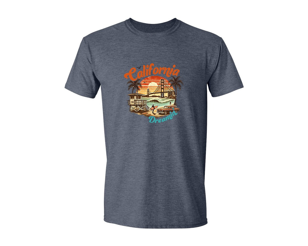 brand:Generic|color:Heather Navy|Summer California Dreamin Girls Trip Graphic T-Shirt