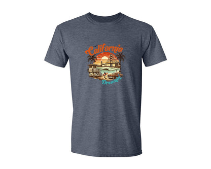 brand:Generic|color:Heather Navy|Summer California Dreamin Girls Trip Graphic T-Shirt