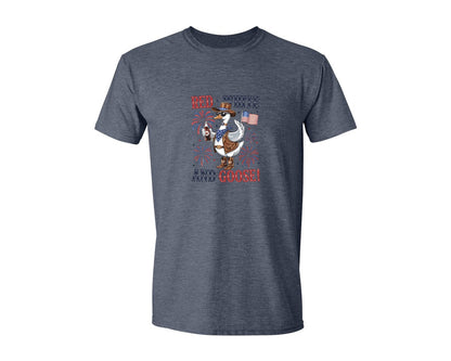 brand:Generic|color:Heather Navy|4Th Of July Goose Patriotic Cowboy Graphic T-Shirt