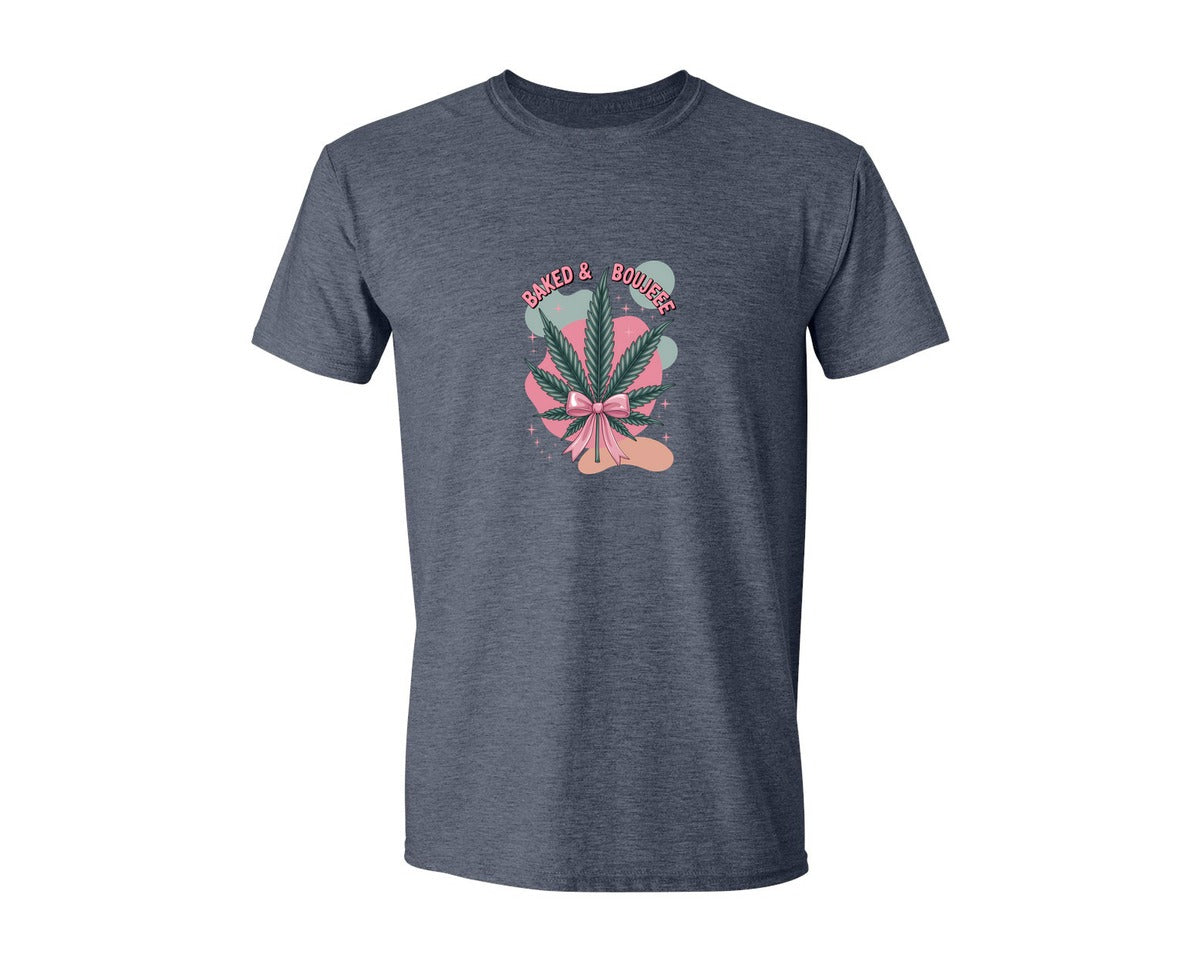 brand:Generic|color:Heather Navy|Baked Boujee Funny 3 Graphic T-Shirt