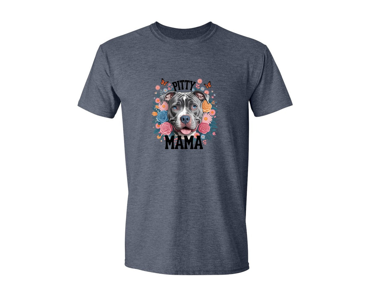 brand:Generic|color:Heather Navy|Pitty Mama Cute Pitbull Dog Graphic T-Shirt