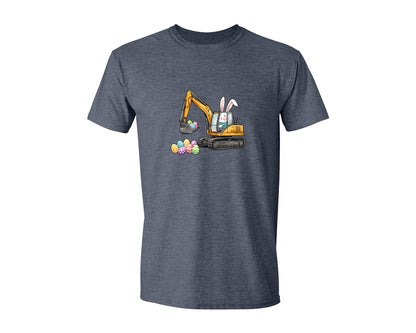 brand:Generic|color:Heather Navy|Bunny Easter Excavator Graphic T-Shirt
