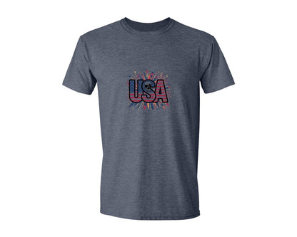 brand:Generic|color:Heather Navy|Usa Skull Fireworks 4Th Of July T Shirt 2 Graphic T-Shirt