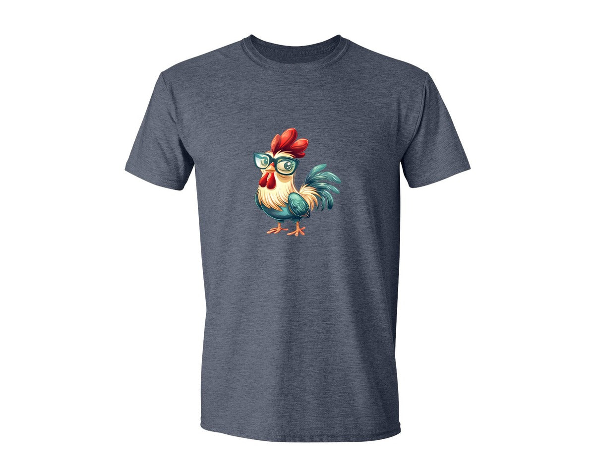 brand:Generic|color:Heather Navy|Cute Cartoon Rooster Design Graphic T-Shirt