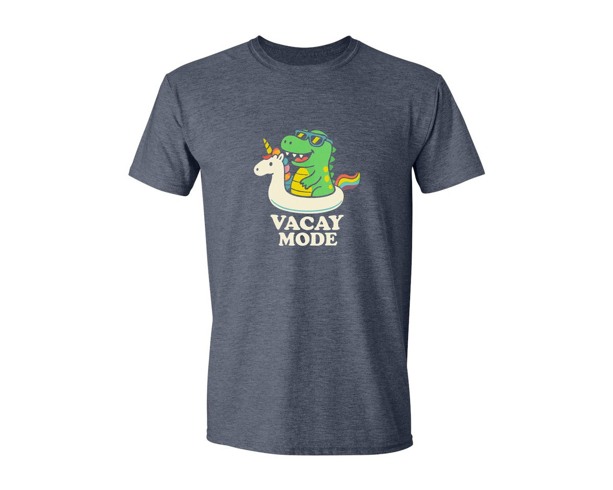 brand:Generic|color:Heather Navy|Vacay Mode Dino Unicorn Float Cute Graphic T-Shirt