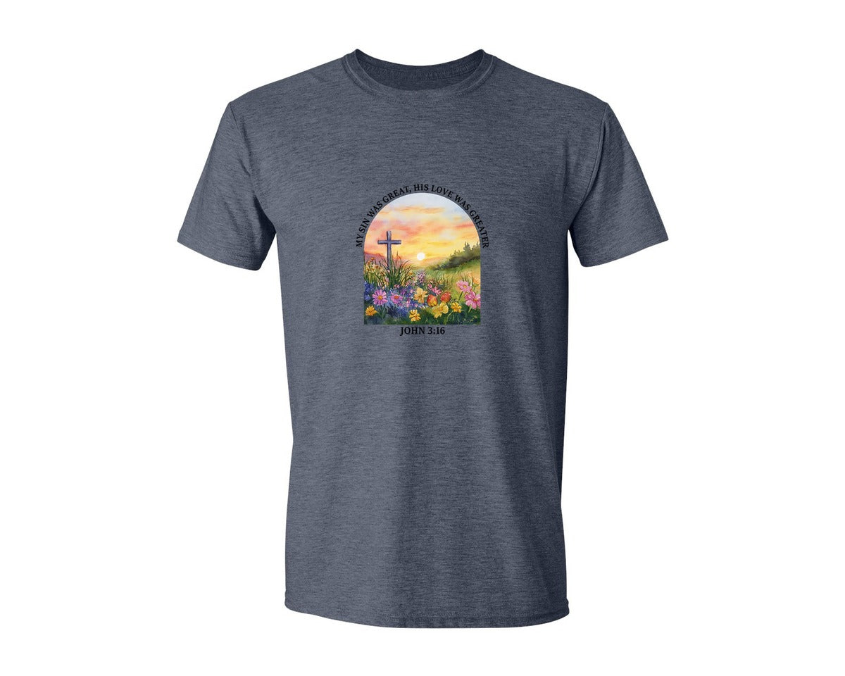 brand:Generic|color:Heather Navy|Floral Christian Bible Verse Graphic T-Shirt