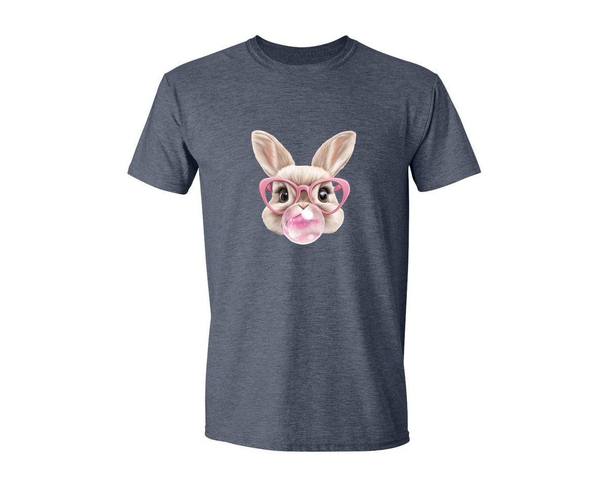 brand:Generic|color:Heather Navy|Easter Bunny Coquette Bunny Blowing 3 Graphic T-Shirt