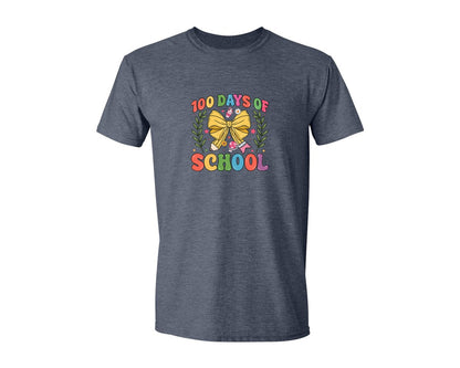 brand:Generic|color:Heather Navy|100 Days Of School Coquette 38 Graphic T-Shirt