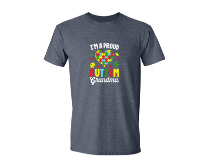 brand:Generic|color:Heather Navy|Im A Proud Autism Grandma T Shirt Graphic T-Shirt