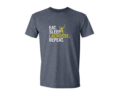 brand:Generic|color:Heather Navy|Eat Sleep Lacrosse Repeat Sports Team Graphic T-Shirt