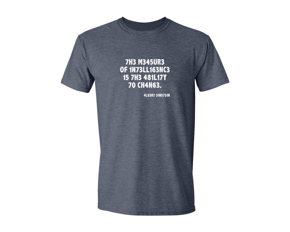 brand:Generic|color:Heather Navy|Einstein The Measure Of Intelligence Graphic T-Shirt