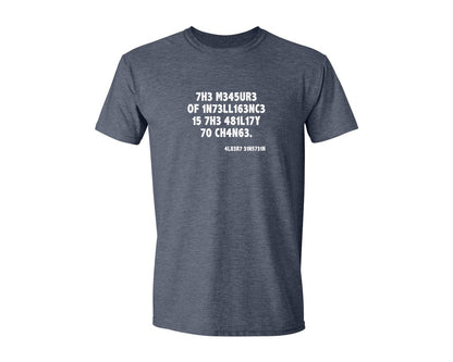 brand:Generic|color:Heather Navy|Einstein The Measure Of Intelligence Graphic T-Shirt